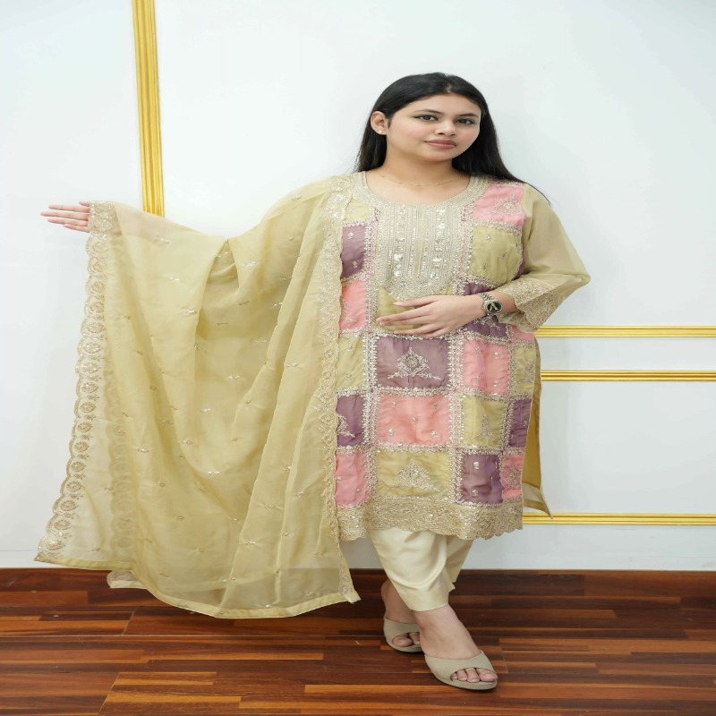Premium Unstitched Georgette Four-Piece Dress