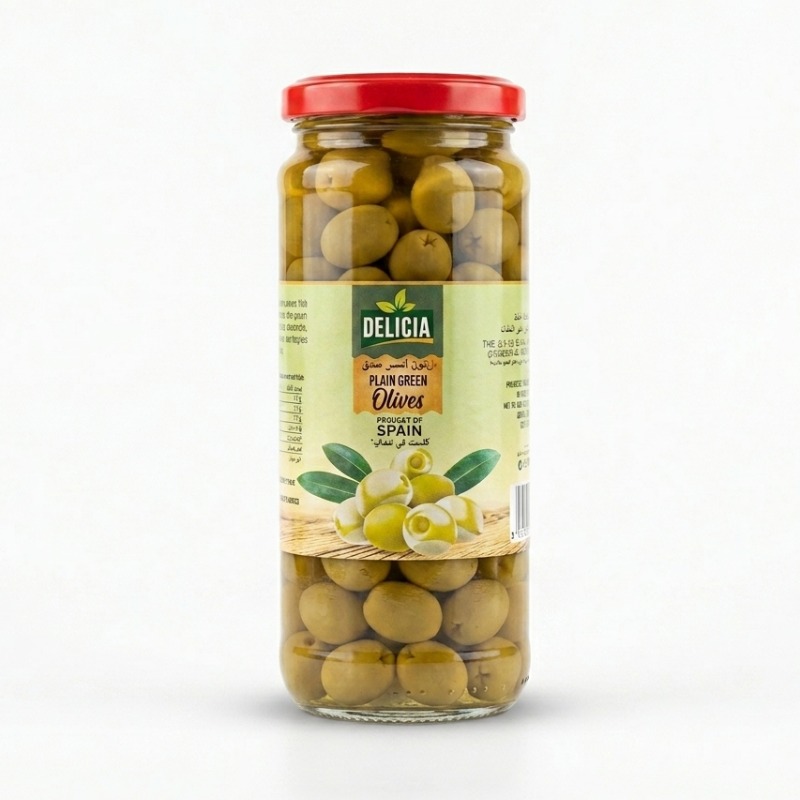 Delicia Plain Green Olives 340ml