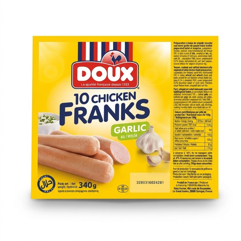 Doux Chicken Frank Garlic -340gm