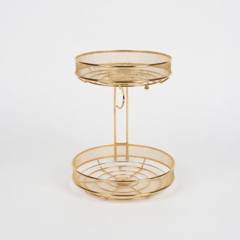 Emay Metal Fruit Basket Golden Color 2 Layer YM1140G KW T689