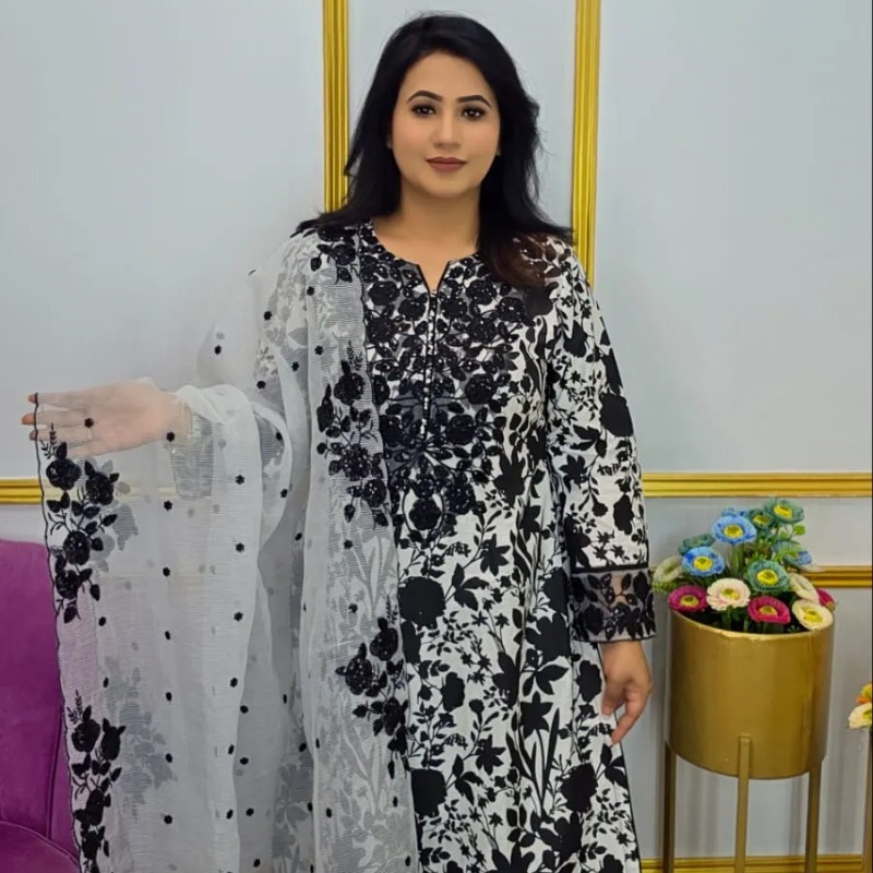 Premium Quota Cotton Unstitched Three Piece