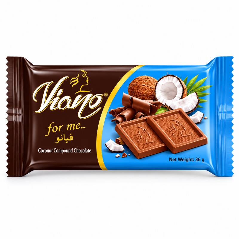 Viano Coconut Compound Chocolate 36g | Creamy Coconut Chocolate Bar