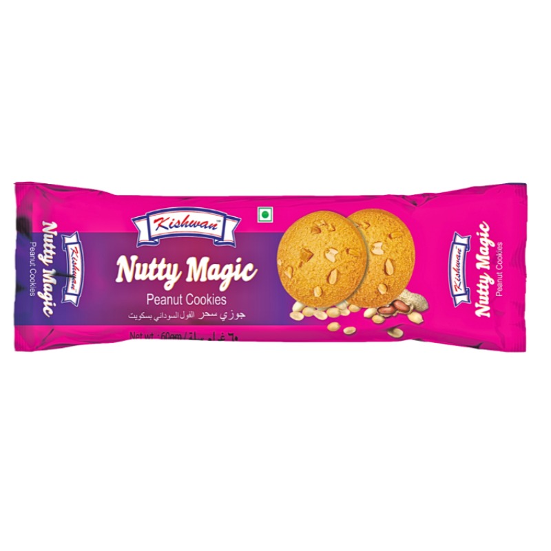 Kishwan Nutty Magic Peanut Cookies Biscuit 60gm
