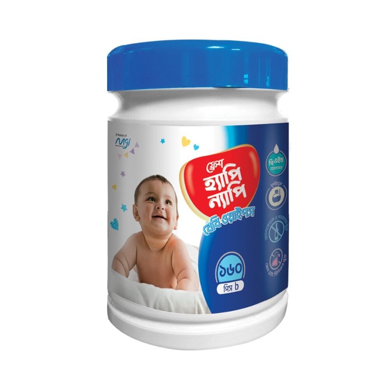 Meghna Fresh Happy Nappy Baby Wipes Jar 160 PCS B
