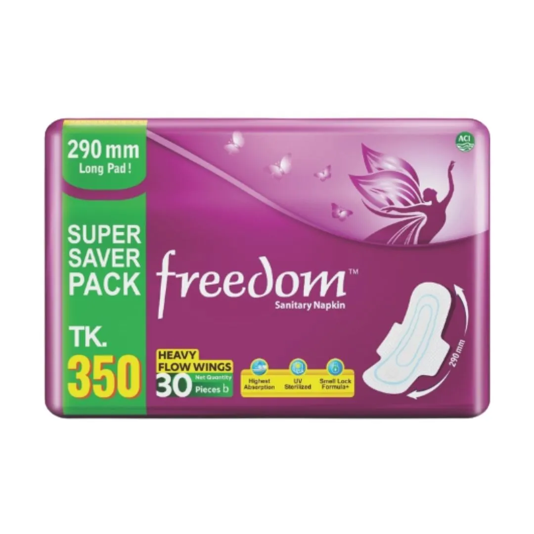 Freedom Sanitary Napkin Heavy Flow Cotton 30 Pads