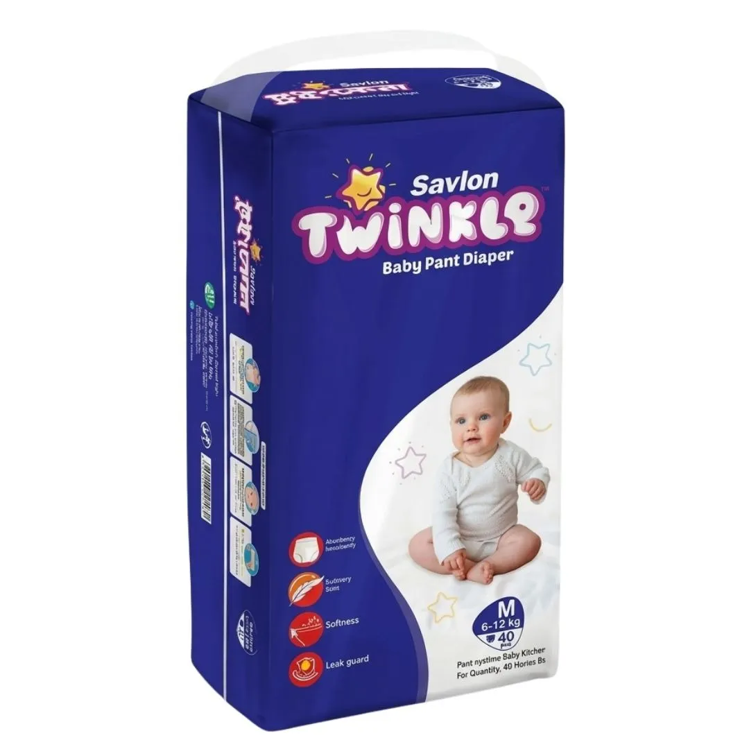 Savlon Twinkle Belt Baby Diaper M (6-11 kg) 40pcs