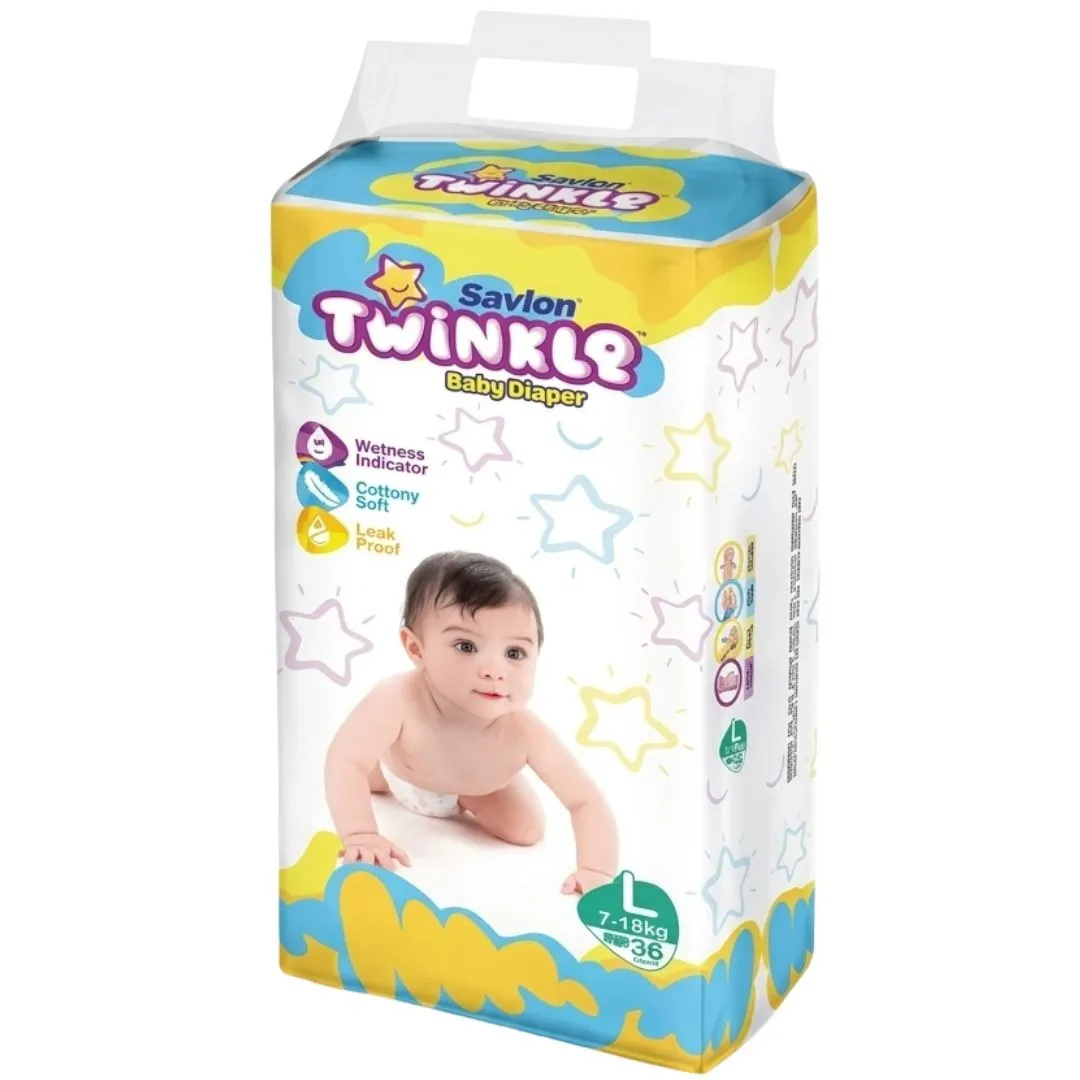 Savlon Twinkle Belt Baby Diaper L (7-18kg) 36pcs