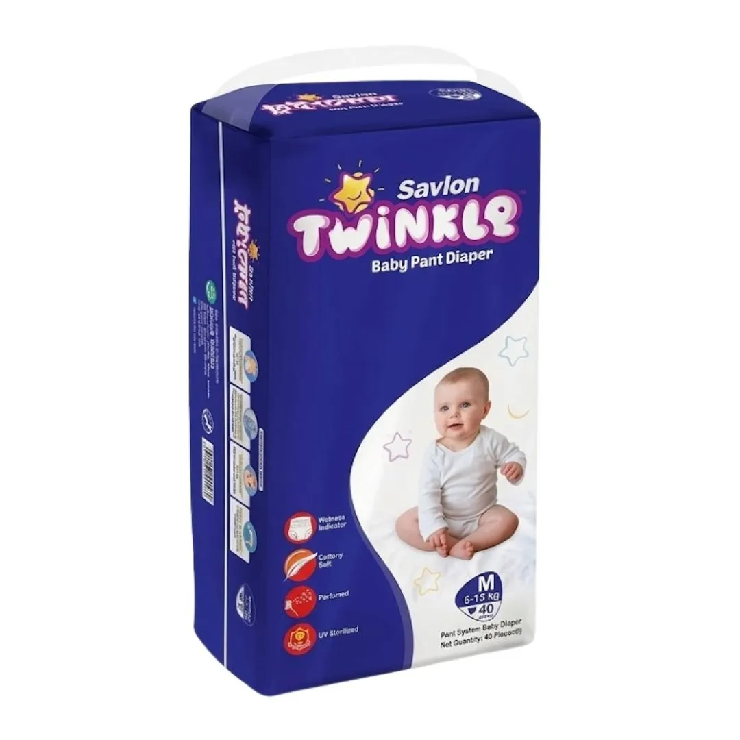 Savlon Twinkle Pant Baby Diaper M (6-12kg) 40pcs